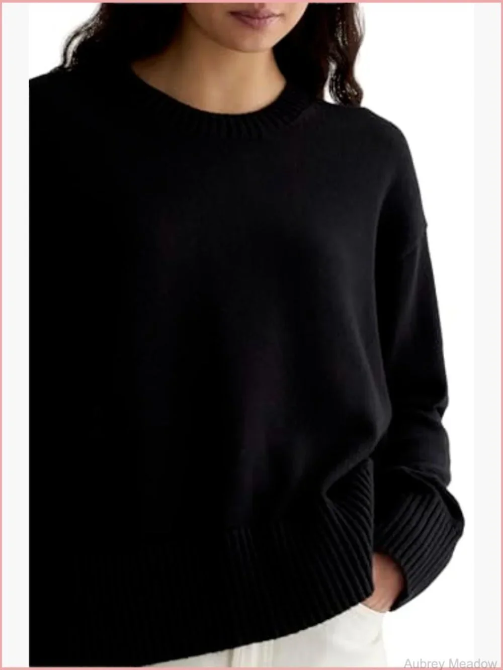 Chunky Ribbed Cotton V-Neck Pullover Sweater Relaxed Boxy Fit Layering Piece